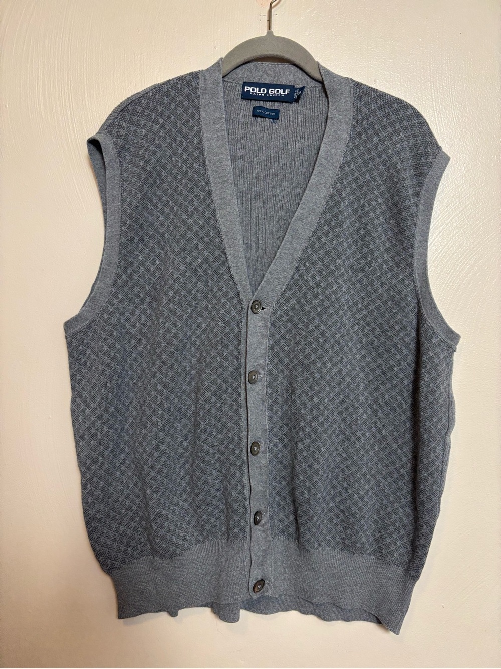 Vintage Y2K Polo Ralph Lauren Men’s V-Neck Button Front Knit Sweater Vest XL
